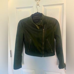 Banaba Republic Petite Banded Collar Vegan Suede Moto Jacket